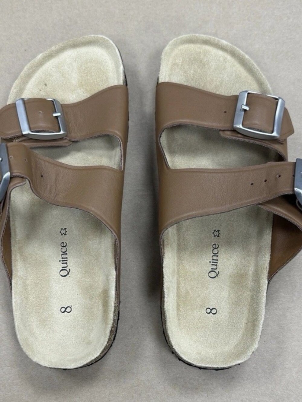 Quince Nappa Leather Double Buckle Slide size 8 EU 39 PO